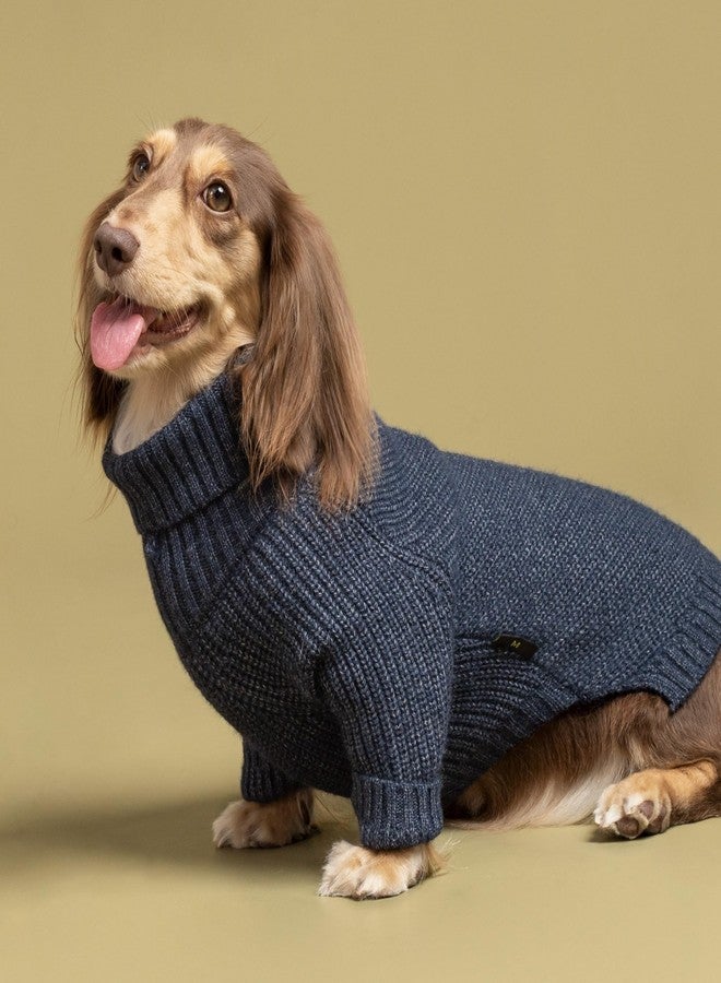 Fitwarm Turtleneck Knit Dog Sweater, Thermal Dog Winter Clothes for Small Dogs Boy Girl, Cozy Sweaters for Dogs, Doggy Pullover Jumper, Pet Outfit, Heather Navy Blue, Medium - Image 2
