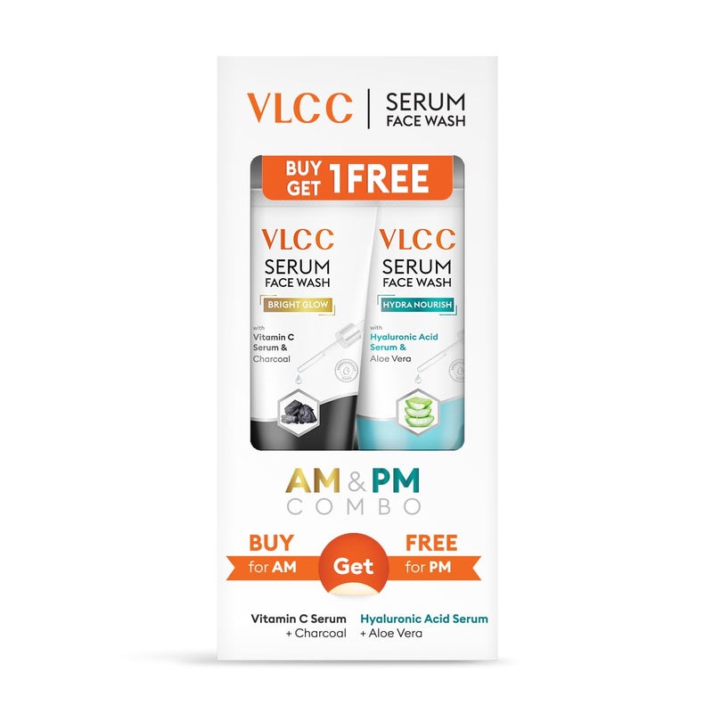 VLCC Vitamin C Charcoal Serum Facewash 150 ml for Oil Control Brightening for AM with Free Hyaluronic Acid Aloe Vera Serum Facewash 150 ml to Strengthen Skin Barrier for PM B1G1 - Image 2