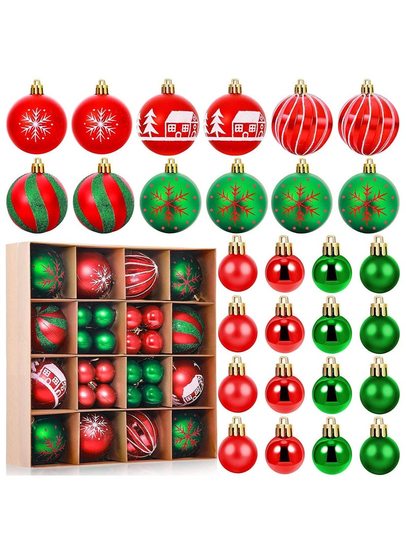 AUTOYSUR Christmas Ball Ornaments, Plastic – Red & Green, Set of 44 - Image 1