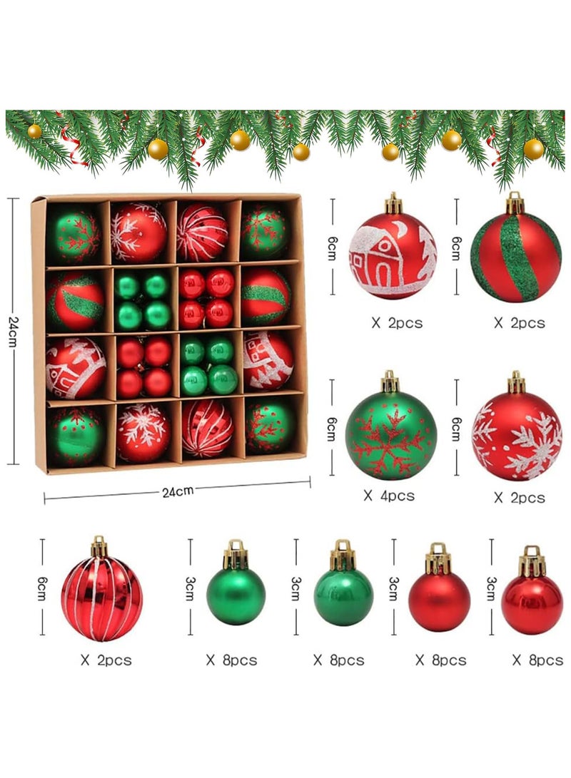 AUTOYSUR Christmas Ball Ornaments, Plastic – Red & Green, Set of 44 - Image 4