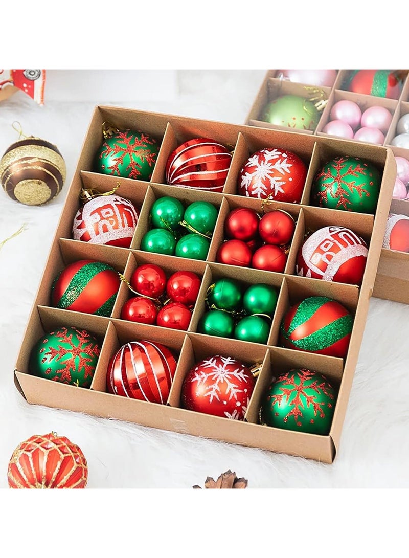 AUTOYSUR Christmas Ball Ornaments, Plastic – Red & Green, Set of 44 - Image 5