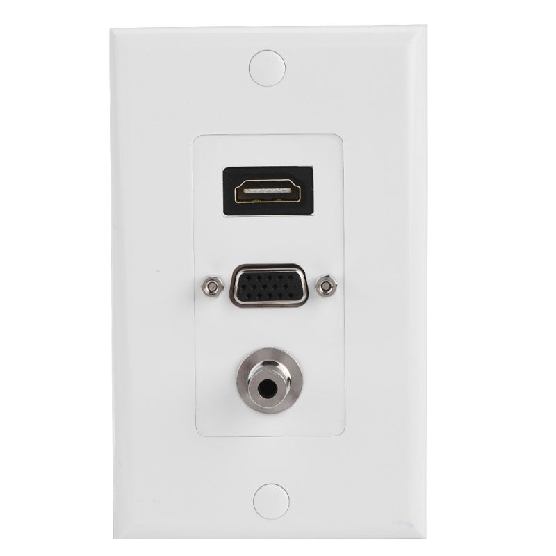 Multimedia Wall Panel Socket: 3 In 1 HDMI 1.4 VGA DC 3.5mm Female Ports - Flame Retardant ABS Durable Design, Easy Installation For Engineering Wiring - Image 2