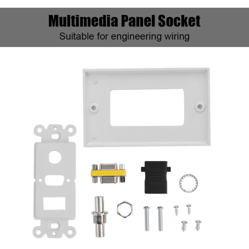 Multimedia Wall Panel Socket: 3 In 1 HDMI 1.4 VGA DC 3.5mm Female Ports - Flame Retardant ABS Durable Design, Easy Installation For Engineering Wiring - Image 3
