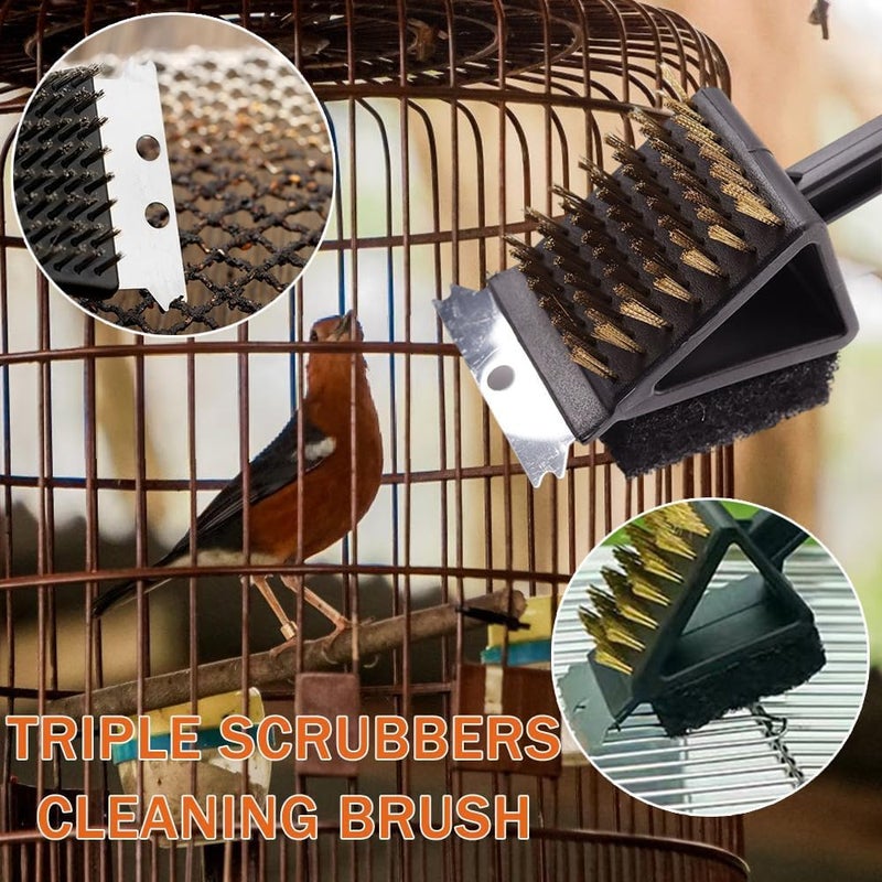KASTWAVE Elegant upgraded practical design 3-in-1 Bird Cage Cleaning Brush, Multi-Function Bird Droppings Cleaner, Scraper and Scrub Pad in One Tool, Black, Steel and Plastic, 0.16 kg Fixed & portable compatible - Image 4