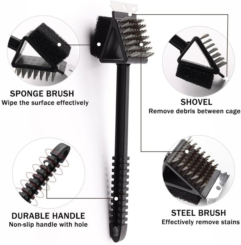 KASTWAVE Elegant upgraded practical design 3-in-1 Bird Cage Cleaning Brush, Multi-Function Bird Droppings Cleaner, Scraper and Scrub Pad in One Tool, Black, Steel and Plastic, 0.16 kg Fixed & portable compatible - Image 2