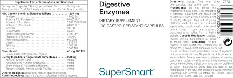SuperSmart Digestive Enzymes Enzymes Fenugreek 15 Digestive Enzymes Ideal Against Bloating and Gas Improves Lactose Digestion Vegan 100 DrCaps SuperSmart - Image 2
