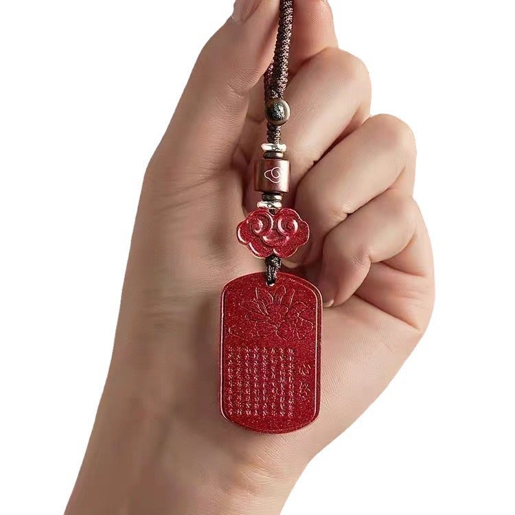 Car Keychain Exquisite Female Cinnabar Key Car Pendant Safety Buckle Mountain Ghost Money Car Key Men - Image 5
