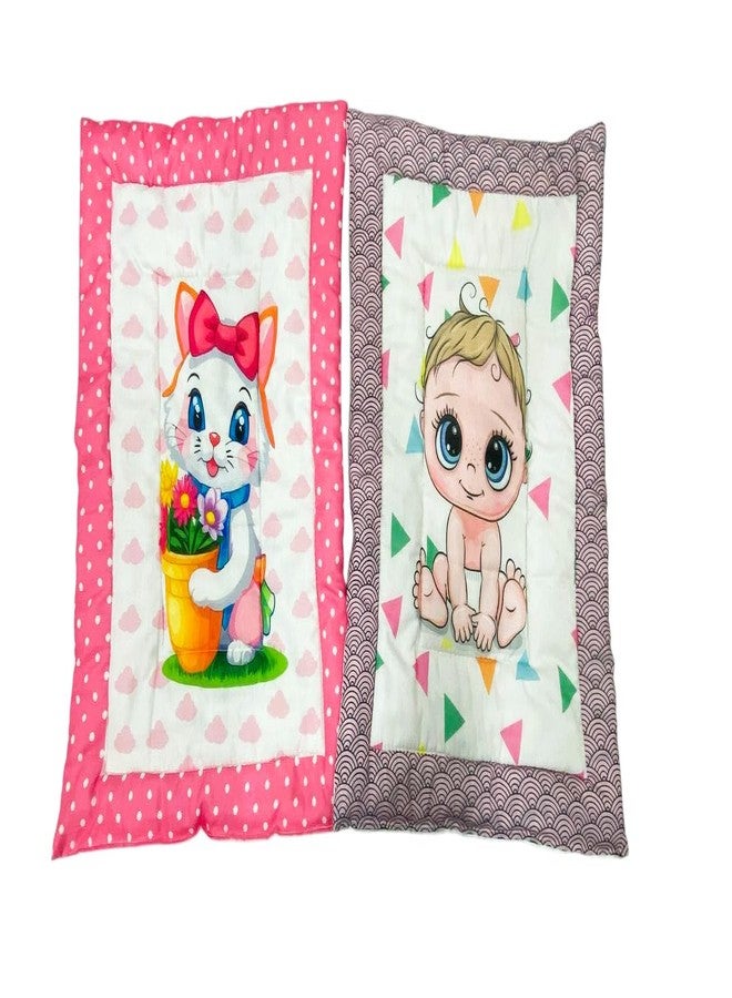 RUMPES New Born Baby Godadi Set Soft Cotton Baby godi | Godari | Baby Bedding Sheet | Crib Sheet | Cartoon Mats Baby Bed (Pack of 2) (Pink,Cream) - Image 1