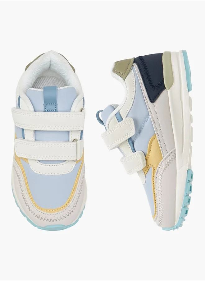 جونيورز Boys Colourblock Sneakers with Hook and Loop Closure