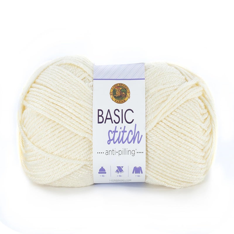 Lion Brand Yarn Basic Stitch Anti-Pilling Knitting Yarn, Yarn for Crocheting, Ecru, 185 yards (Pack of 1) - Image 1