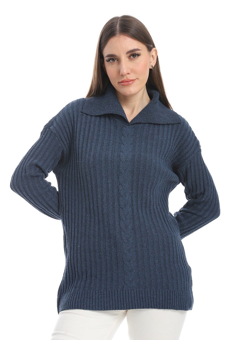 سيزار بلوفر صوف حريمي سادة بياقة وتصميمات متعددة - Image 1