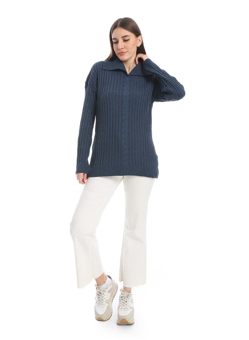 سيزار بلوفر صوف حريمي سادة بياقة وتصميمات متعددة - Image 5