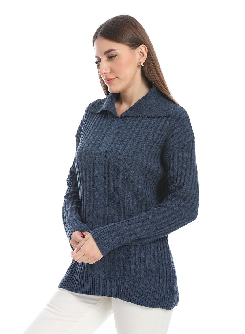 سيزار بلوفر صوف حريمي سادة بياقة وتصميمات متعددة - Image 2