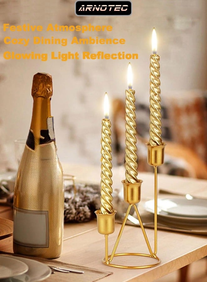 ARNOTEC حامل شموع معدني ذهبي حديث، تصميم هندسي ثلاثي الطبقات لشموع الشمعة، ديكور طاولة أنيق لحفلات الزفاف، العشاء، والمنزل - Image 1