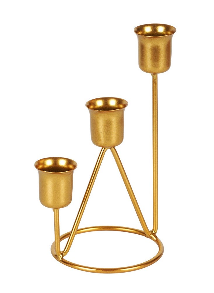 ARNOTEC Modern Gold Metal Candle Holder, 3-Tier Geometric Design for Taper Candles, Elegant Table Decor for Weddings, Dinners, and Home  - Image 3
