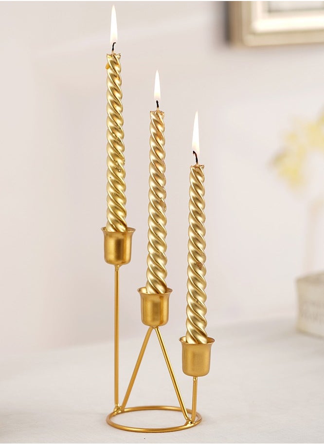 ARNOTEC Modern Gold Metal Candle Holder, 3-Tier Geometric Design for Taper Candles, Elegant Table Decor for Weddings, Dinners, and Home  - Image 2