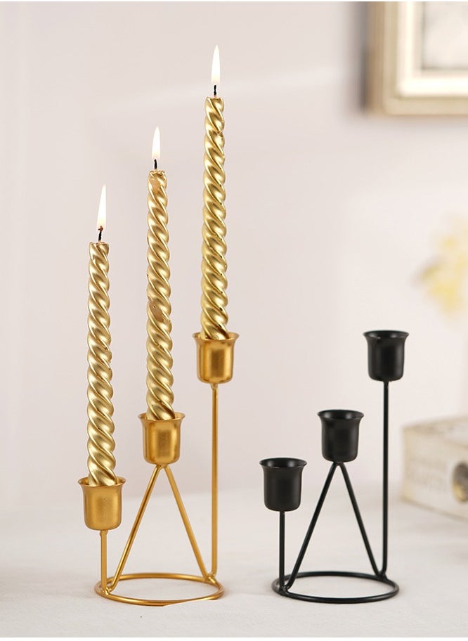 ARNOTEC Modern Gold Metal Candle Holder, 3-Tier Geometric Design for Taper Candles, Elegant Table Decor for Weddings, Dinners, and Home  - Image 4
