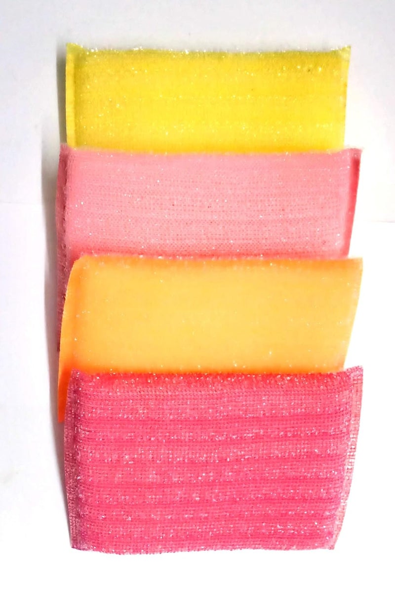Blue Hut 4 Pcs Multi Colour Foam Pad Sponge Scourer Kitchen Scrubber for Dish/Utensils/Tiles Cleaning (14 CM X 9 CM) - Image 1