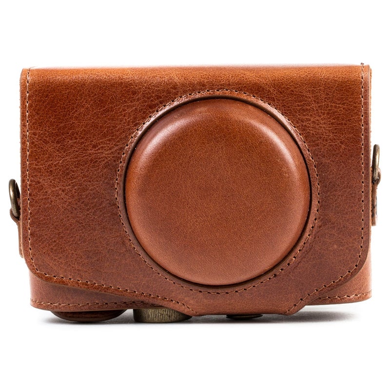MegaGear MG1177 Canon PowerShot SX740 HS, SX730 HS Ever Ready Genuine Leather Camera Case with Strap - Dark Brown - Image 4
