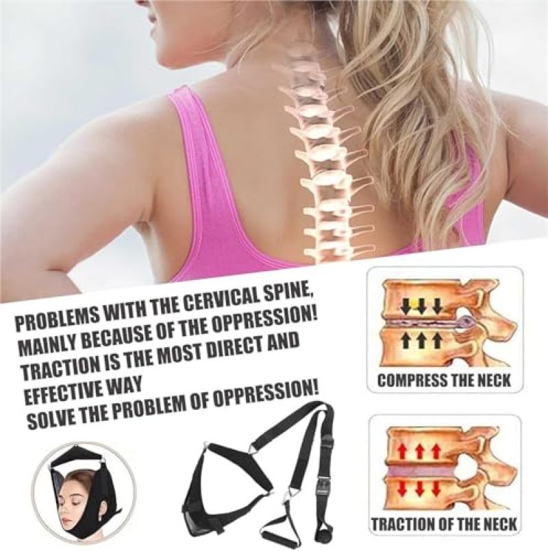Cervical Traction Blue Neck Decompressor - Gentle Spinal Traction With Soft Plush Padding, Tool-Free Adjustable Strap for Home, Office, Travel Physical Therapy, Neck Pain Relief - Image 2