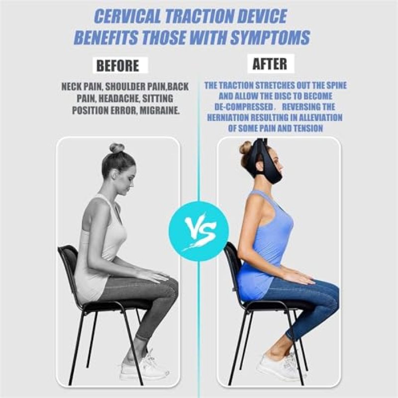 Cervical Traction Blue Neck Decompressor - Gentle Spinal Traction With Soft Plush Padding, Tool-Free Adjustable Strap for Home, Office, Travel Physical Therapy, Neck Pain Relief - Image 3
