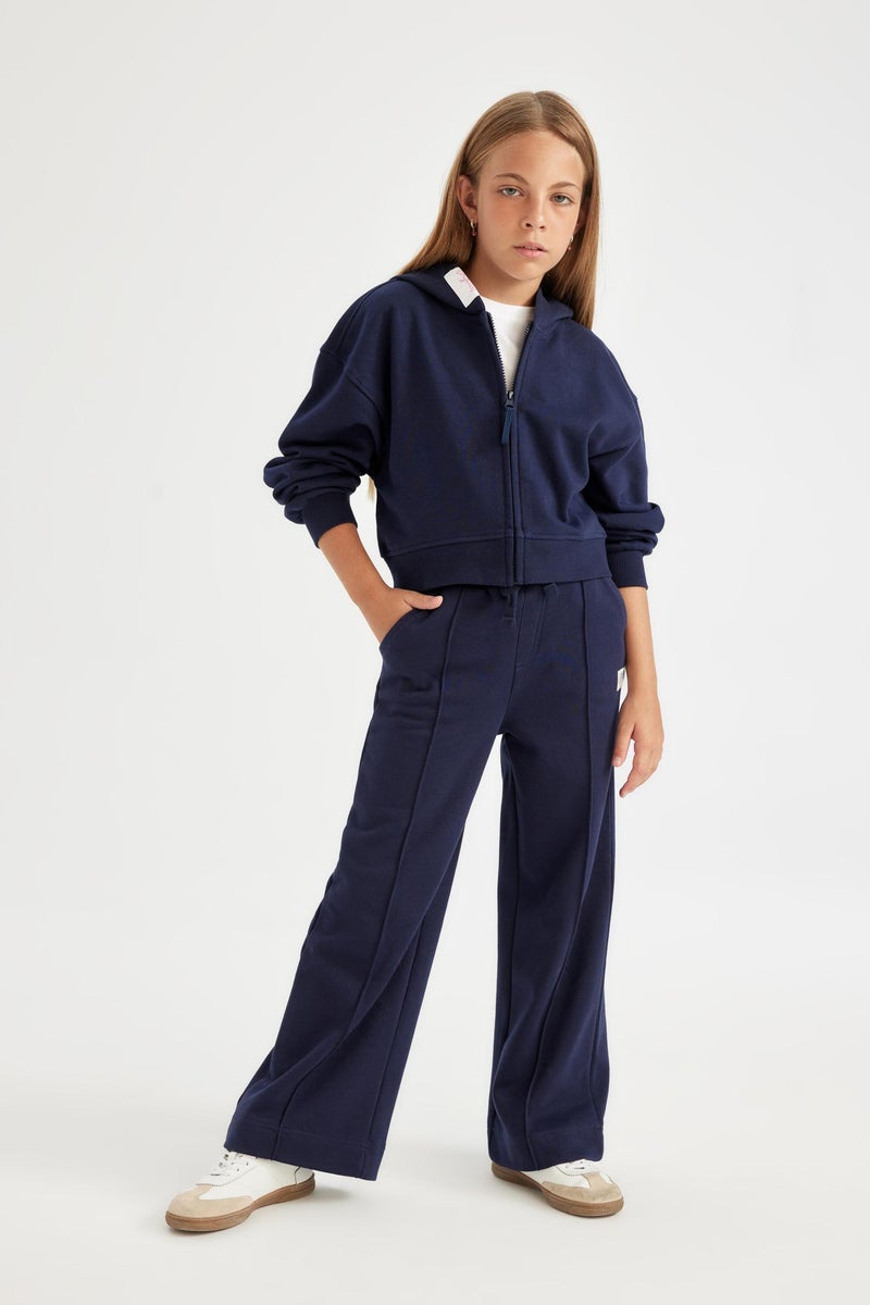 DeFacto Girl Printed Navy Blue Hooded Zippered School Cardigan - Image 2