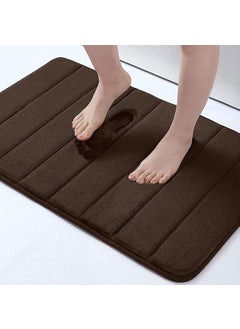 EDBIRET EDBIRET Anti Slip Memory Foam Bath Mat Rug 36x24 Ultra Soft NonSlip and Absorbent Bathroom Rugs Machine Wash Dry Comfortable Bath Carpet for Bathroom Floor Tub and Shower Brown  - Image 1