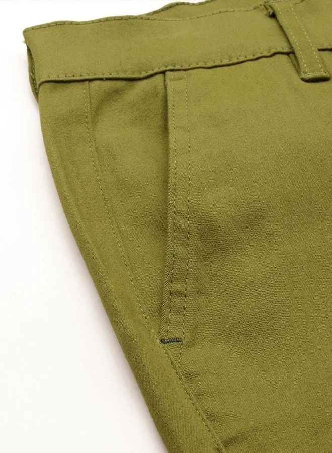 The Indian Garage Co Men Slim Fit Solid Mid-Rise Stretchable Chinos