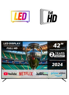 جينيرال جولد تلفزيون جنرال جولد 42 بوصة سمارت فل إتش دي بتقنية LED، موديل 2024 الجديد، نظام أندرويد 14، تصميم بدون إطار، ذاكرة داخلية 8GB وذاكرة عشوائية 1GB، مزوّد بمنفذي USB وثلاثة منافذ HDMI، مع تطبيقات نتفليكس ويوتيوب وبرايم فيديو وشاهد  - Image 1