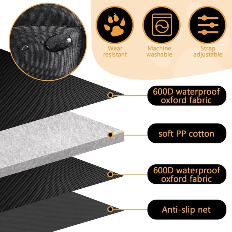 إكسفور غطاء مقعد السيارة للكلاب، مقاوم للماء بنسبة 100% ومقاوم للرطوبة، غطاء مقعد الحيوانات الأليفة الناعم العالمي للمقعد الأمامي، متين ومقاوم للخدوش والانزلاق، قابل للغسل في الغسالة للسيارات وسيارات الدفع الرباعي والشاحنات - أسود - Image 3