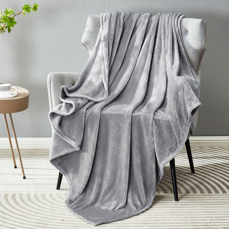 Dreamnine Extra Fleece Fleece رمي بطانية لأريكة الأريكة 50 "× 60" "مزخرفة صلبة خفيفة الوزن مخملية لبطانية كرسي مريحة لهجة أشعث مينكلي بطانية الفانيلا الغامضة لغرفة النوم رمادي - Image 1