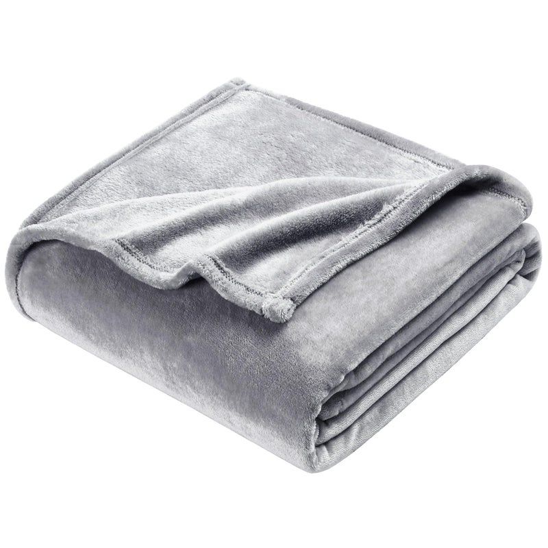 Dreamnine Extra Fleece Fleece رمي بطانية لأريكة الأريكة 50 "× 60" "مزخرفة صلبة خفيفة الوزن مخملية لبطانية كرسي مريحة لهجة أشعث مينكلي بطانية الفانيلا الغامضة لغرفة النوم رمادي - Image 2