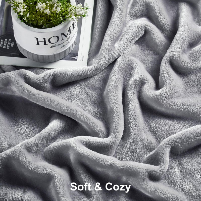 Dreamnine Extra Fleece Fleece رمي بطانية لأريكة الأريكة 50 "× 60" "مزخرفة صلبة خفيفة الوزن مخملية لبطانية كرسي مريحة لهجة أشعث مينكلي بطانية الفانيلا الغامضة لغرفة النوم رمادي - Image 5