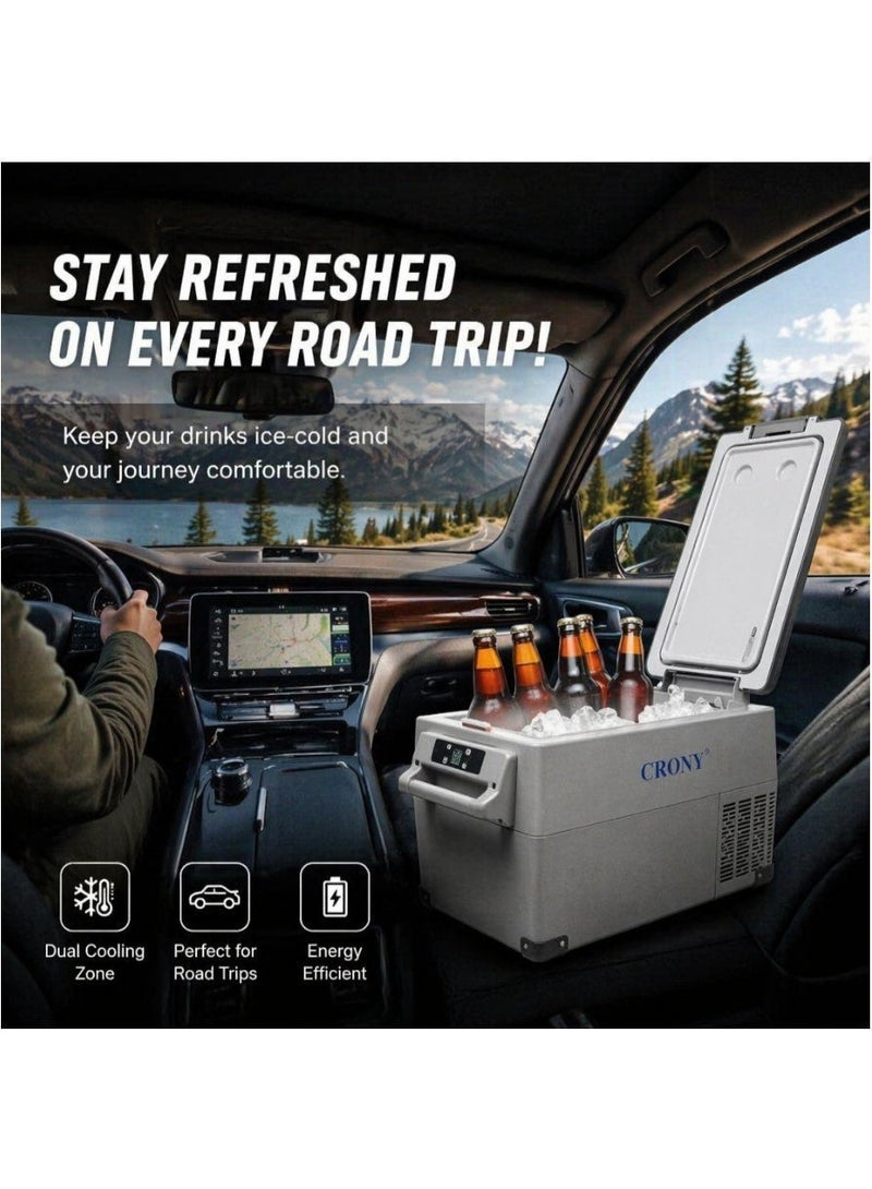 CRONY CF35 Vehicle Cooler/Freezer Box, 37 Quart, 35 Liters, 12/24V + 100-240V Multi-Voltage, Rapid Cooling - 4°F to 68°F, Portable Refrigerator for Outdoor Camping, RV, Truck, and Boat Use - Image 2