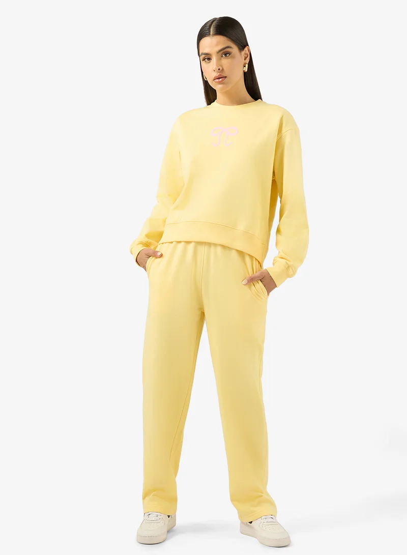 Ginger Oversize Varsity Fleece Sweatshirt & Sweatpant Set