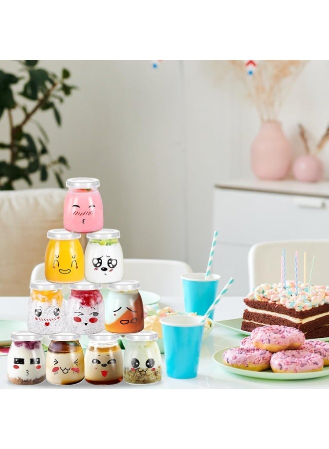 Cartoon Expression Glass Yogurt and Candy Jars - 10-Piece Set with Airtight Lid - Image 3