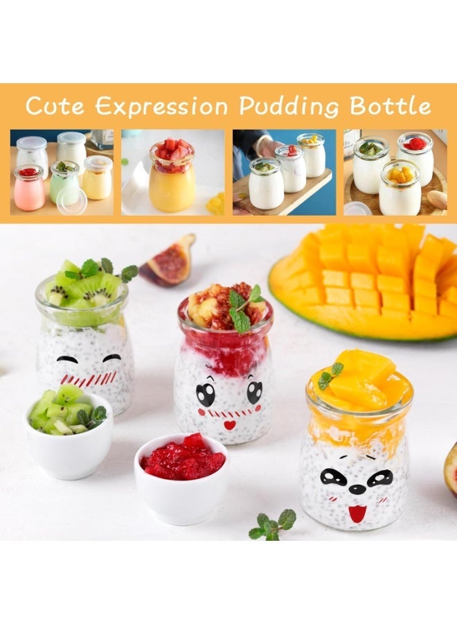 Cartoon Expression Glass Yogurt and Candy Jars - 10-Piece Set with Airtight Lid - Image 5