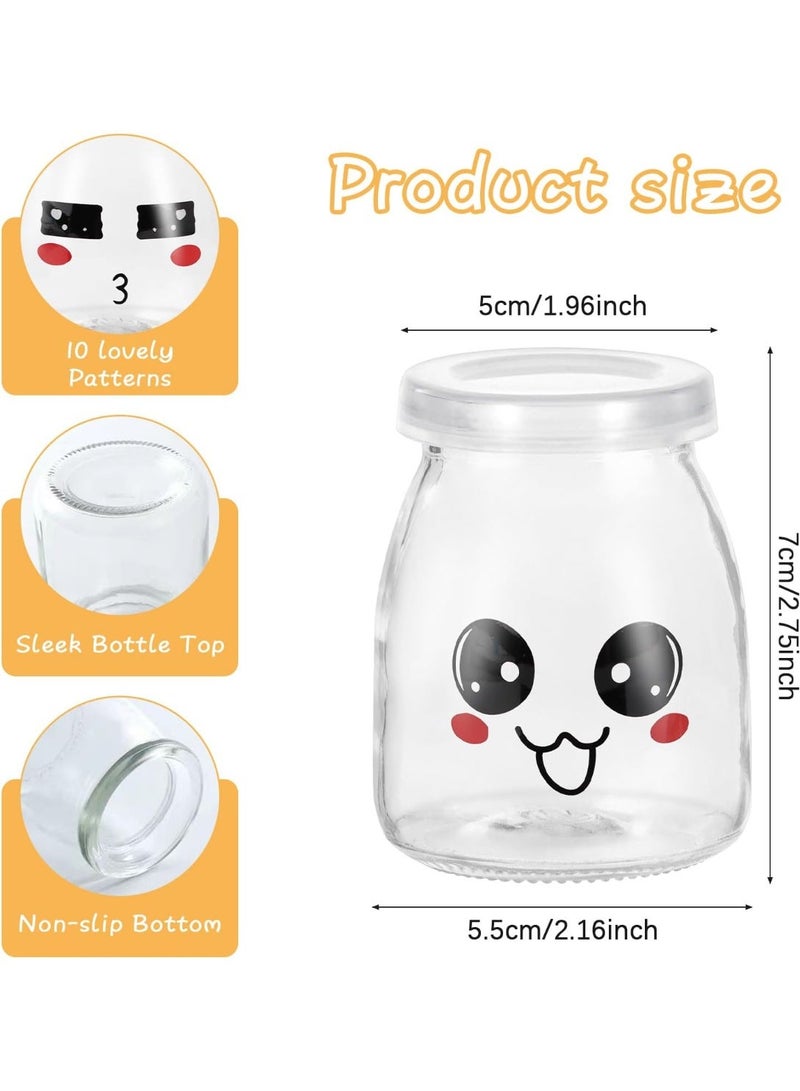 Cartoon Expression Glass Yogurt and Candy Jars - 10-Piece Set with Airtight Lid - Image 2