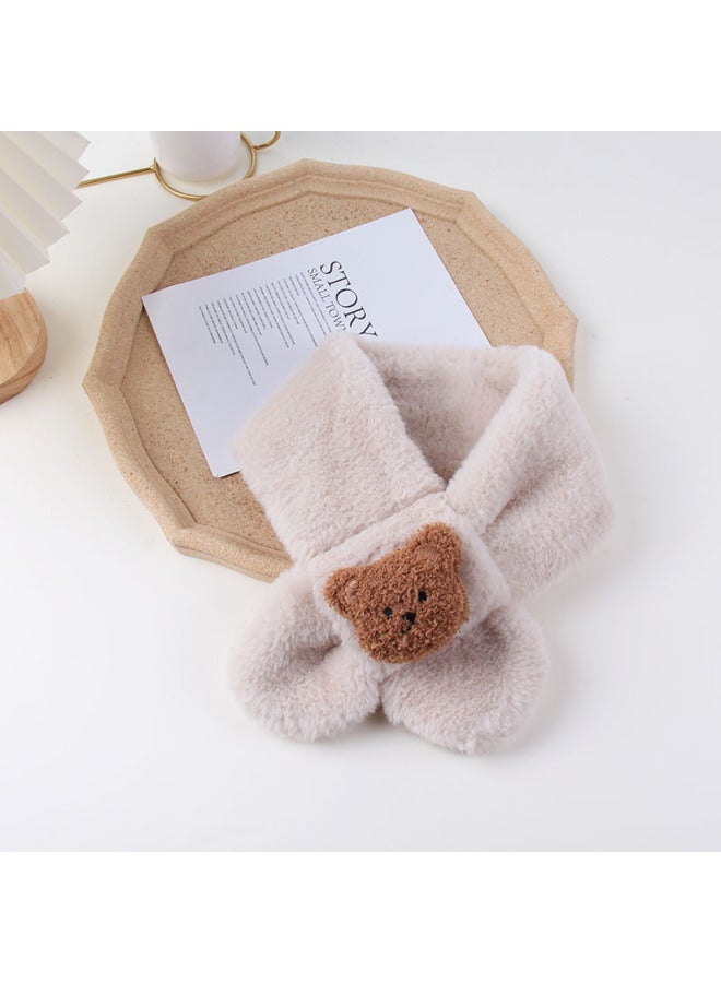 K-style Of Cute And Versatile Plush Kidsren's Scarf Cartoon Boys And Girls Thickeneded Imitation Rabbit Fur Winter Baby Warm Scarf