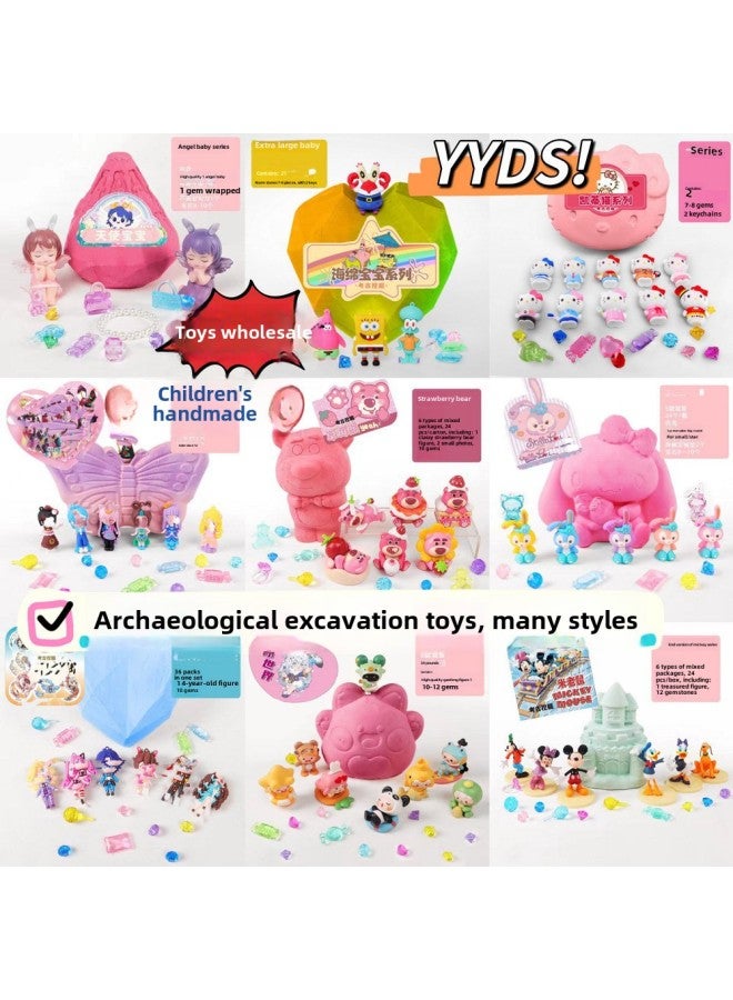 Pinuo Archaeological Children's Handmade Toy Boy Dinosaur Fossil Girl Digging Gem Amusement Mall Stall-Color:Colorful Gem No Tools - Image 2