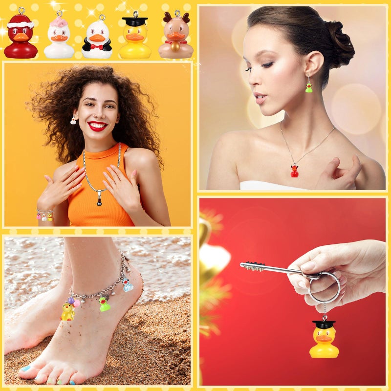 Misdary 25 Pcs Duck Resin Charms for Jewelry Making Colorful Charms Pendants Beads Pendant Ornaments for DIY Necklace Bracelet(Duck Style) - Image 5