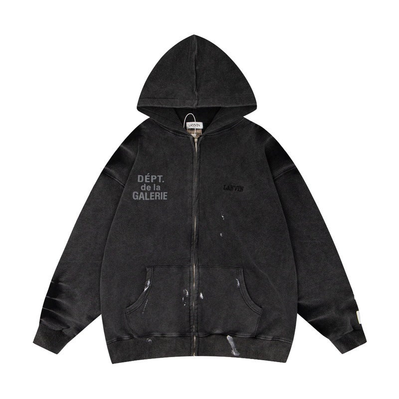 American Style Fashion Brand Gallery Dept Tide Simple Letter Hooded Sweat Loose Casual All-Match Men'S And Women'S Fashion - Image 1