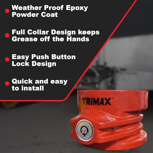 Trimax ترايمكس - TFW80HD - قفل دافئ للملك - قفل مقطورة مضاد للسرقة ثقيل الوزن، فولاذ مقسى، مقاوم للعوامل الجوية، تصميم كامل للقلنسوة، قفل آمن، أحمر - Image 2