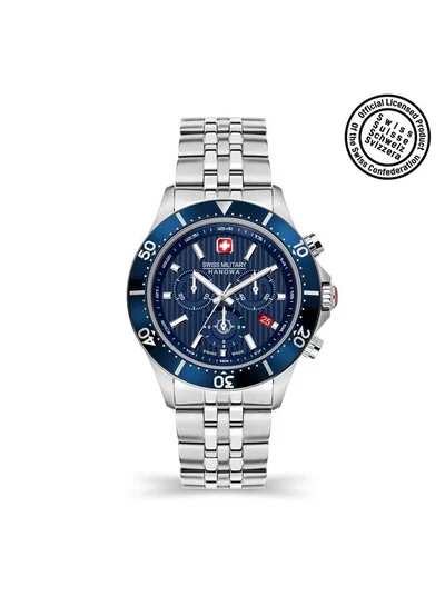 سويس ميليتري هانوا Flagship X Chrono 43mm Men's Watch with Stainless Steel Bracelet
