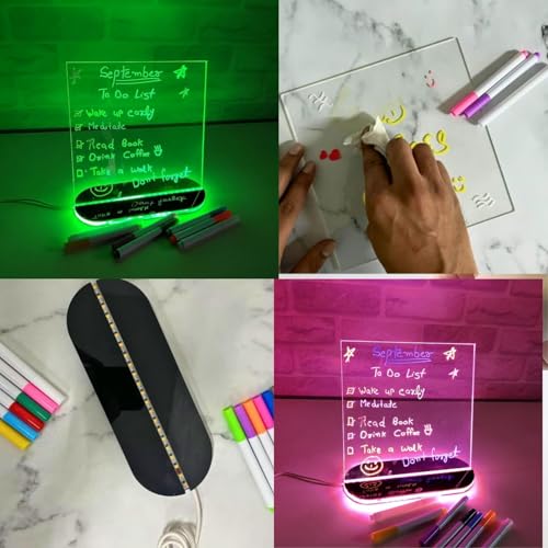 SNOOGG LED Message Board 8 x 10 Acrylic Writing Board with Dual Color LED Base Erasable Light Board for Room Decor Office Notes Creative Messages Gift Idea Reusable Writing Surface - Image 4