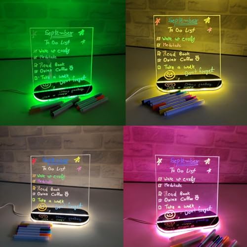SNOOGG LED Message Board 8 x 10 Acrylic Writing Board with Dual Color LED Base Erasable Light Board for Room Decor Office Notes Creative Messages Gift Idea Reusable Writing Surface - Image 5