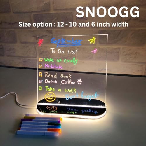 SNOOGG LED Message Board 8 x 10 Acrylic Writing Board with Dual Color LED Base Erasable Light Board for Room Decor Office Notes Creative Messages Gift Idea Reusable Writing Surface - Image 2
