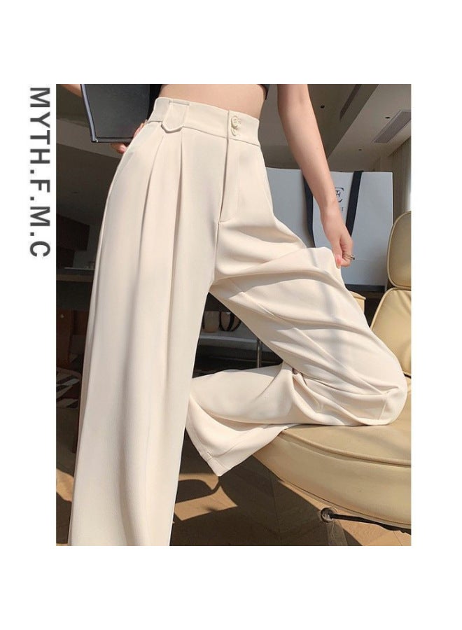 Song Feng Ya Summer Thin Style Pink Petite Women's Suit Pants Spring Autumn New High-waist Slim Fit Ice Silk Wide-leg Pants With Drape - Image 1