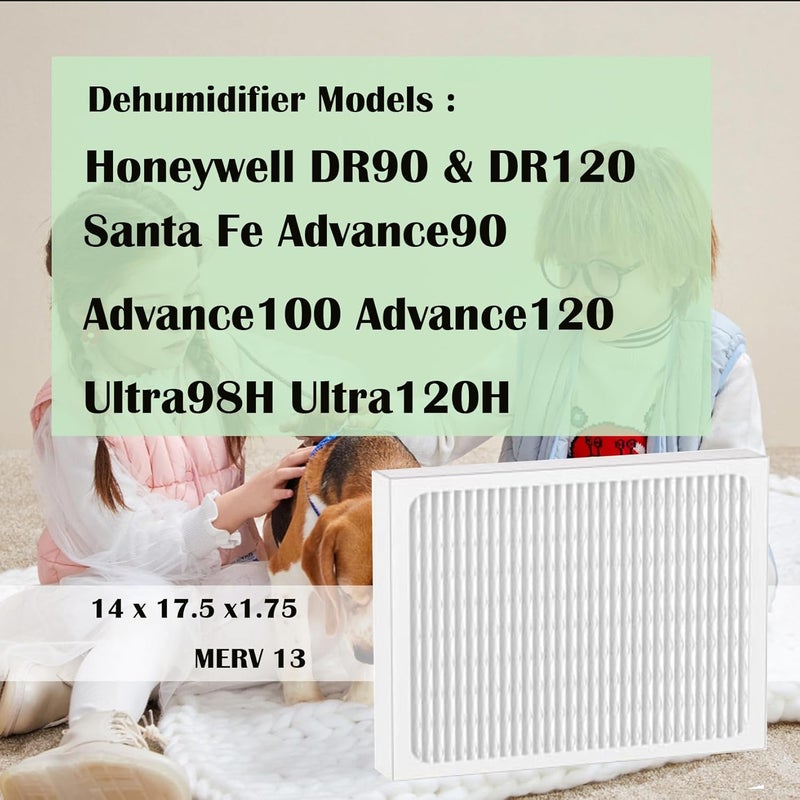 DAODEFUL DR90 Dehumidifier Filter 14 x 17.5 x1.75 MERV 13: for Honeywell DR120 Dehumidifiers (50070171-002) and Santa Fe Advance90, Advance100, Advance120 dehumidifier Models - Used for Basement 2 Pack - Image 2