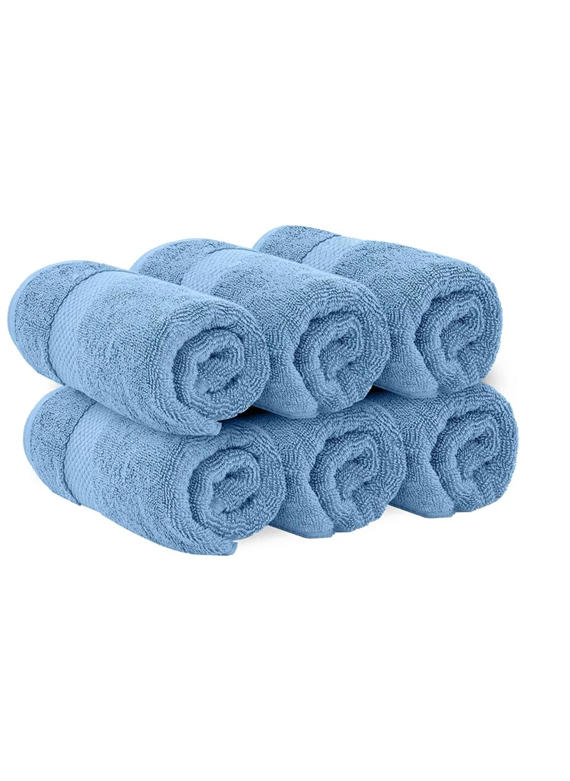 1 تشيس Luxury Hand Towels Cotton Hotel spa Bathroom Towel 16x30  Set Of 6 Light Blue